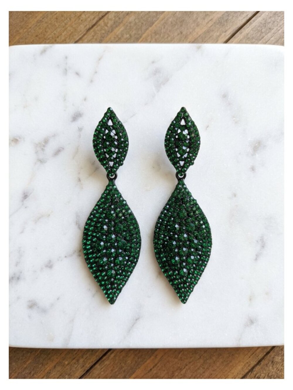 Rhinestone Crystal Leaf Drop Dangle Chandelier Earrings